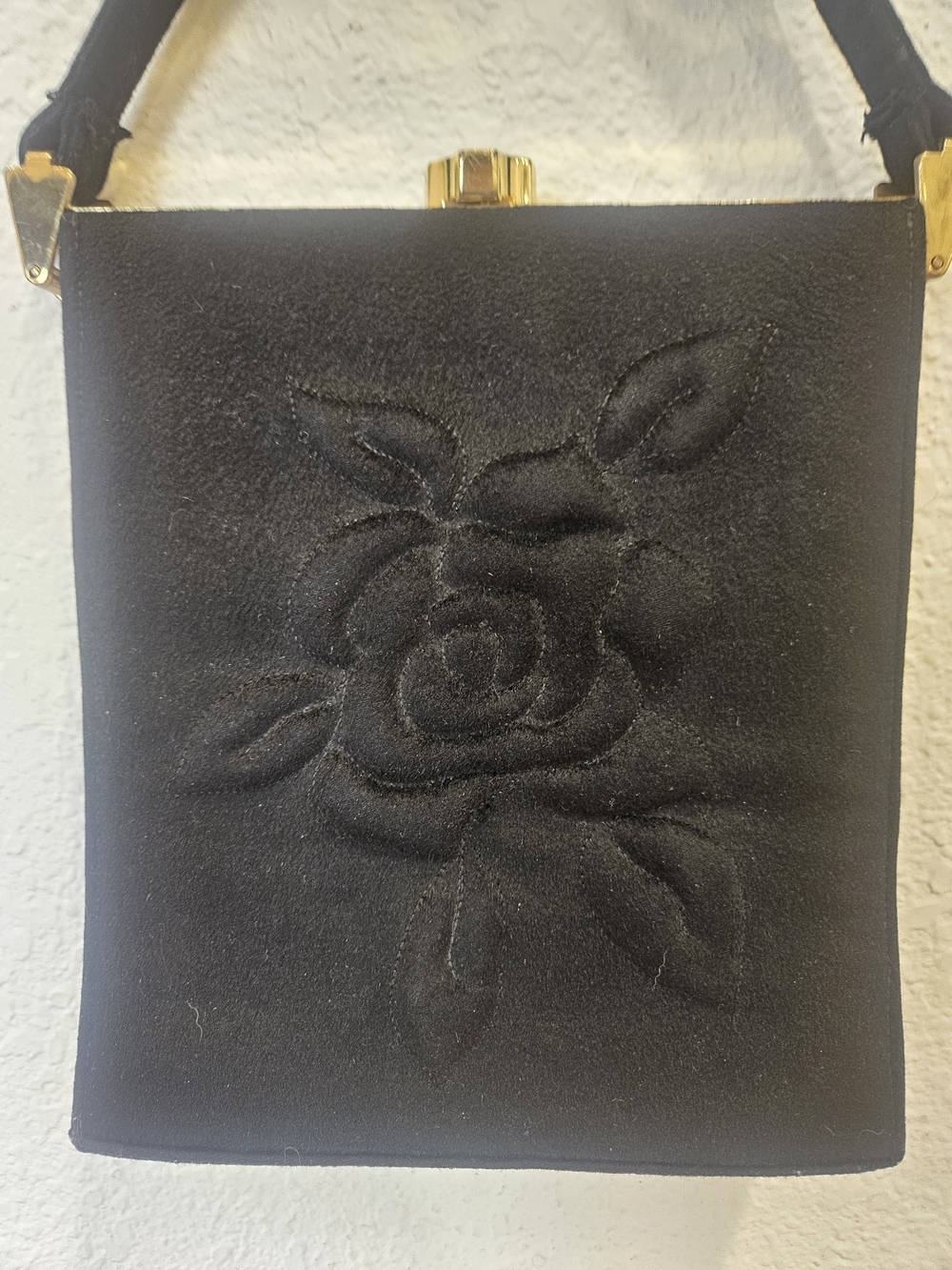 Vintage black velour evening handbag designed by Jane Benton Original 40s/50s